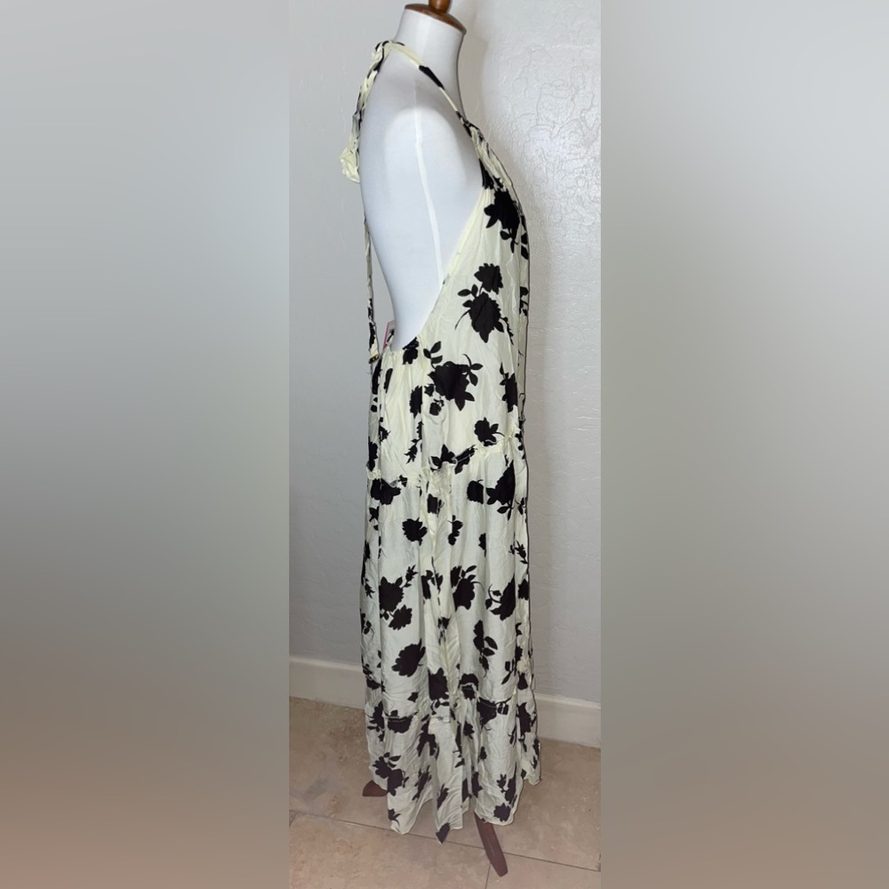🎉HP🎉New! Kate Spade Floral Printed Halter Coverup Dress Ivory/Black Size Large🖤 - Picture 15 of 16